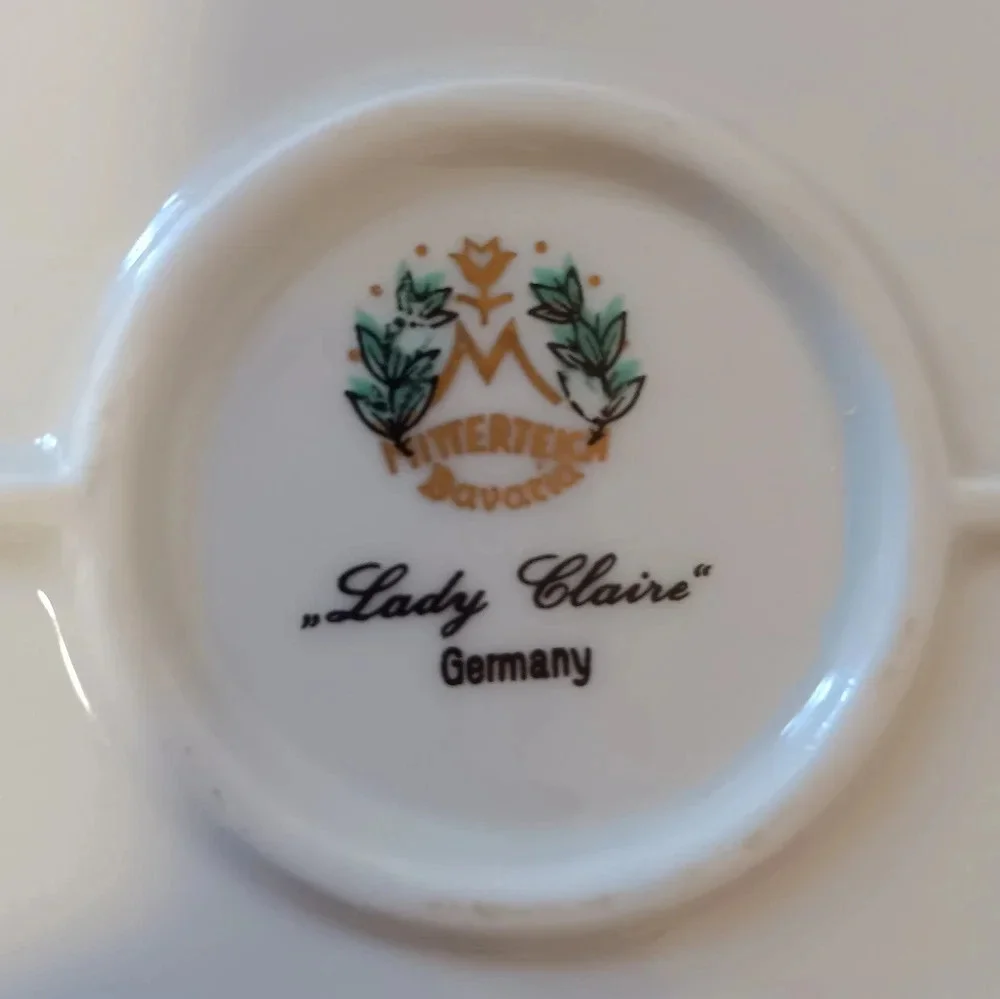 Vintage 5 Mitterteich Bavaria plates, made in Germany, Lady Claire style.